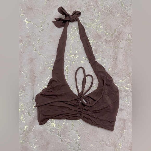 BABY BOO FASHION chocolate brown halter top and lace up flared pants set - Picture 5 of 10